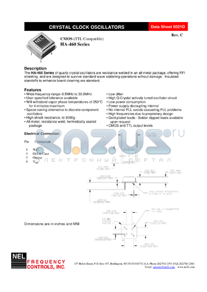 SA46A datasheet - 5 V, +/-20 ppm, CMOS  crystal clock oscillator