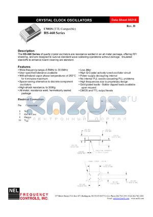 SM467 datasheet - 5 V, +/-25 ppm, CMOS  crystal clock oscillator