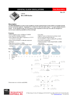 SA145B datasheet - 5 V, +/-50 ppm, CMOS  crystal clock oscillator