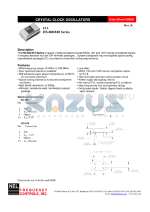 SMA81C datasheet - 3.3 V, +/-100 ppm, ECL crystal clock oscillator