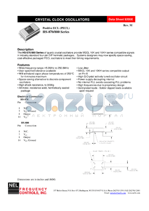 SMA87B datasheet - 3.3 V, +/-50 ppm, positive ECL crystal clock oscillator