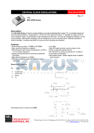 SM152A datasheet - 5 V, +/-20 ppm, TTL crystal clock oscillator