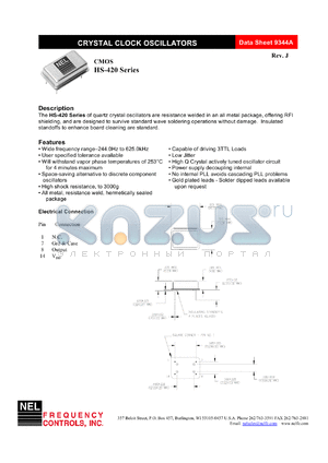 HS420 datasheet - 5 V, +/-100 ppm, CMOS crystal clock oscillator