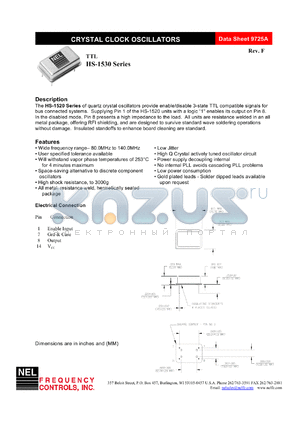 SMA153A datasheet - 3.3 V, +/-20 ppm, TTL crystal clock oscillator