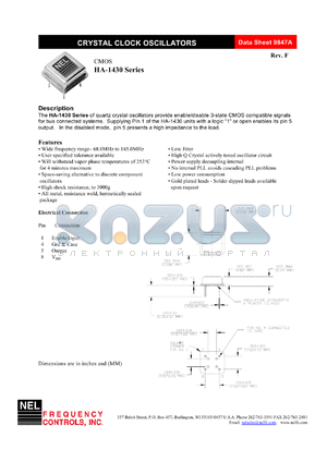 HA143B datasheet - 5 V, +/-50 ppm, CMOS crystal clock oscillator