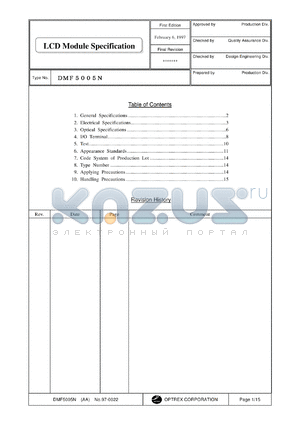 DMC5005N datasheet - 0.3-7.0V 7.0mA LCD module