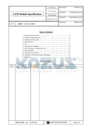 DMF-50448N datasheet - 0.3-7.0V 2.0mA LCD module