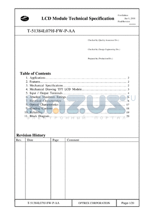 T-51384L079J-FW-P-AA datasheet - 1440 x 234dots; dot pitch:0.112 x 0.504mm; 0.3-7.0V; 0.15mA LCD module