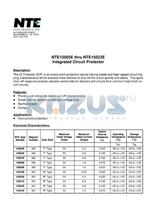 NTE15009E datasheet - Integrated circuit protector.