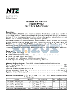 NTE6886 datasheet - Integrated circuit. Hex 3-state buffer/inverter.