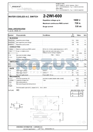 2-2WI-600S-16 datasheet - 1600 V, 730 A, 5.6 kA water cooled A.C.switch