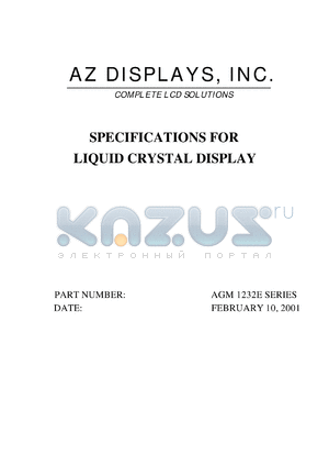 AGM1232E-REBS-T datasheet - 0.3-7.0V; 13.0mA; 20characters; dot size:0.40 x 0.45mm; dot pitch:0.44 x 0.49mm; liquid crystal display