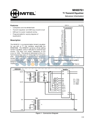 MT89761 datasheet - T1 transmit equalizer