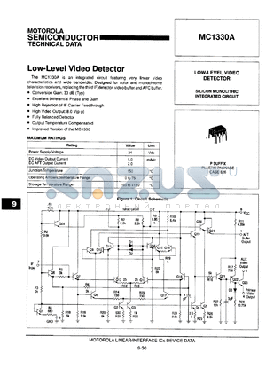 MC1330AP datasheet - Low-level video detector