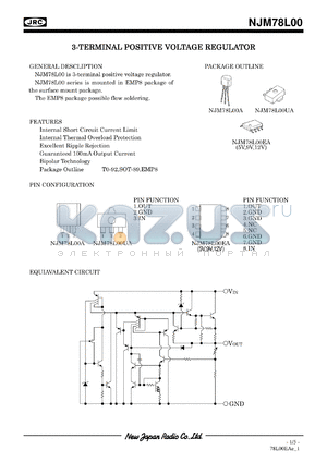 NJM78L09EA datasheet - 3-terminal positive voltage regulator, 350mW, 9V