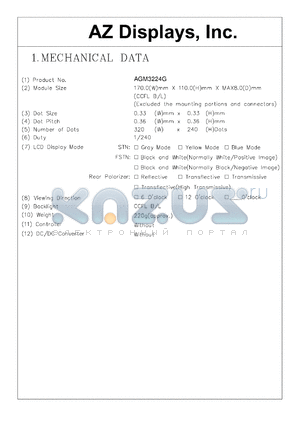 AGM3224G-RC-FTS-T datasheet - 0.0-6.0V; number of dots: 320 x 240dots; dot size:0.33 x 0.33mm; dot pitch:0.36 x 0.36mm; AZ display