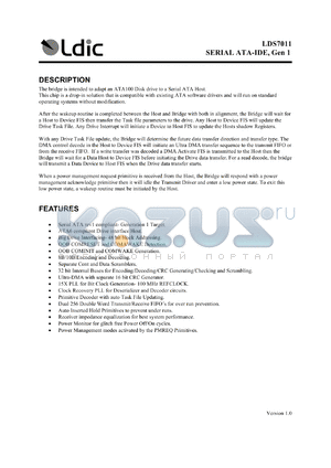 LDS7011 datasheet - Serial ATA-IDE, Gen 1