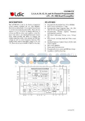 LD3300-2 datasheet - 2-channel programmable +5V,-3V, MR head preamplifier