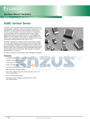 V18AUMLA1210WA datasheet - AUML varistor. Ag/Pd. 2500pc. bulk pack.  Max continuous DC voltage 18V. Jump start voltage (5 min) 24.5V. Load dump energy 3J.