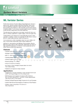 V9MLA0402LA datasheet - Surface mount varistor. Ag/Pt. Max continuous working voltage: 9VDC, 6.5VAC. Bulk pack.