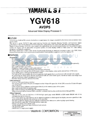YGV618B datasheet - 5.0V; AVDP5: advanced video display processor 5