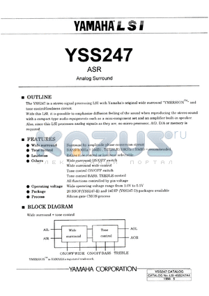 YSS247-D datasheet - 3.0-5.5V; ASR: analog surround