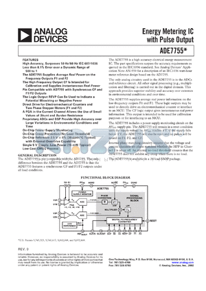 ADE7755ARS datasheet - Energy metering IC with pulse output