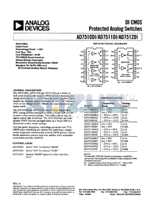 AD7512DIKP datasheet - 25V; DI CMOS protected analog switches