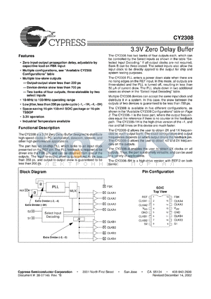 CY2308SC datasheet - 3.3V zero delay buffer