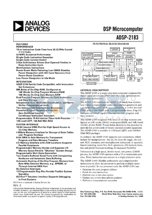 ADSP-2183BSP-115 datasheet - 0.3-4.6V; DSP microcomputer