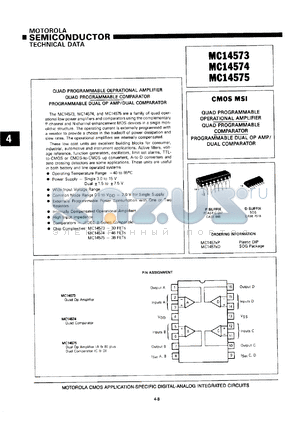 MC14573P datasheet - Quad CMOS operational amplifier