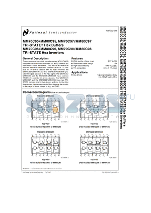 MM70C95J datasheet - Tri-state hex buffers