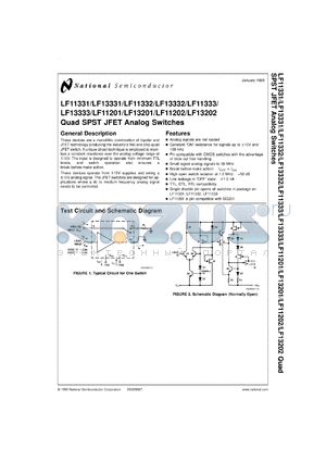 LF13331N datasheet - Quad SPST JFET analog switches