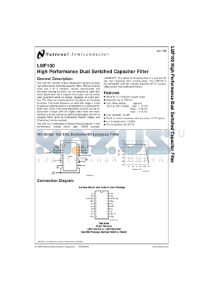 LMF100CIN datasheet - High Performance Dual Switched Capacitor Filter