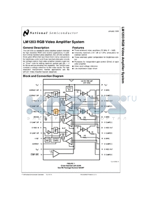 LM1203BN datasheet - RGB Video Amplifier System