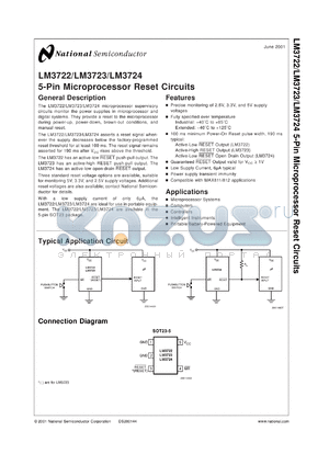 LM3722I3.08MDC datasheet - 5-Pin Microprocessor Reset Circuits