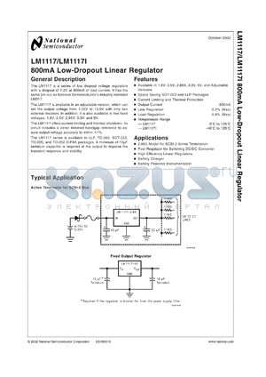 LM1117-3.3MWC datasheet - 800mA Low-Dropout Linear Regulator