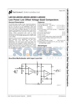 LM139AF-MCP datasheet - Low Power Low Offset Voltage Quad Comparator