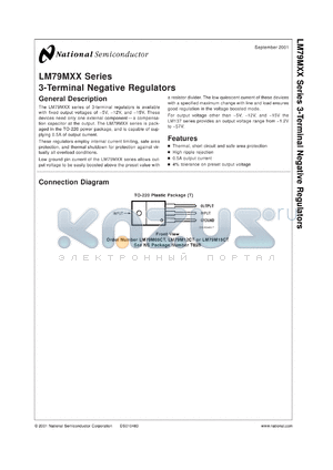 LM79M05CP datasheet - 3-Terminal Negative Regulators