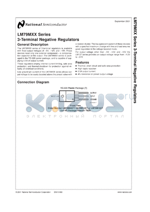 LM79M05CMWC datasheet - 3-Terminal Negative Regulators