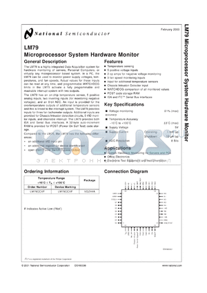 LM79M15CH datasheet - Microprocessor System Hardware Monitor