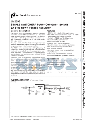 LM2596-5.0MWC datasheet - SIMPLE SWITCHER Power Converter 150 KHz 3A Step-Down Voltage Regulator