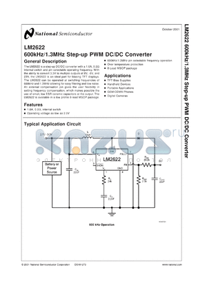 LM2622EVAL datasheet - 600kHz/1.3MHz Step-up PWM DC/DC Converter
