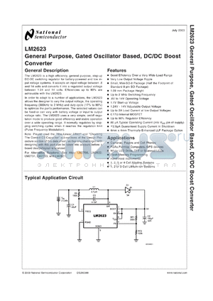 LM2623AMDC datasheet - General Purpose, Gated Oscillator Based, DC/DC Boost Converter