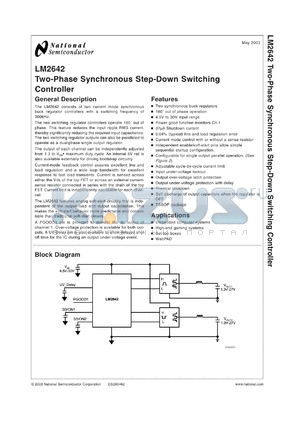 LM2642EVAL datasheet - Two-Phase Synchronous Step-Down Switching Controller
