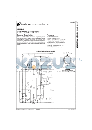 LM325AN datasheet - Dual Voltage Regulator