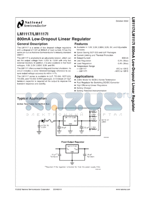 LM1117-2.5MDC datasheet - 800mA Low-Dropout Linear Regulator