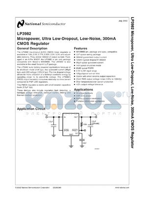 LP3982ILD-ADJ datasheet - Micropower, Ultra Low-Dropout, Low-Noise, 300mA CMOS Regulator