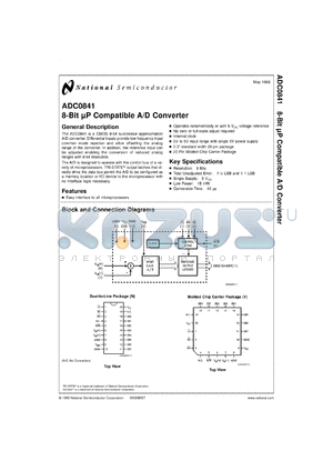 ADC0841CCV datasheet - 8-Bit Microprocessor Compatible A/D Converter