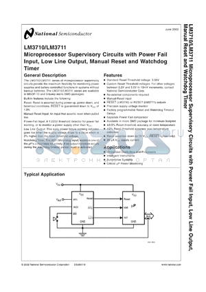 LM3710XKBP-232 datasheet - Microprocessor Supervisory Circuits with Power Fail Input, Low Line Output, Manual Reset and Watchdog Timer